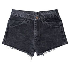 VTG Rustler Cutoff Denim Shorts Black High Waisted Distressed Sz 28 Festival